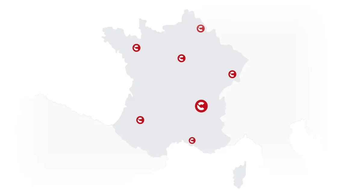 Carte des agences Comac en France